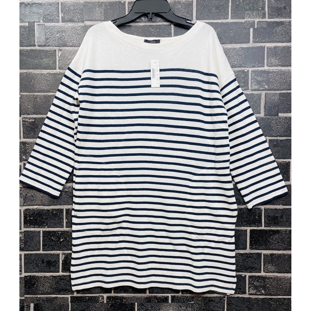 JCrew Dress Small NWT 100% cotton Striped Pockets Lightweight Sweater Beach Mini
